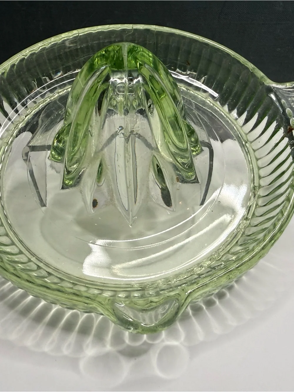 Antique Uranium Green Glass Juicer